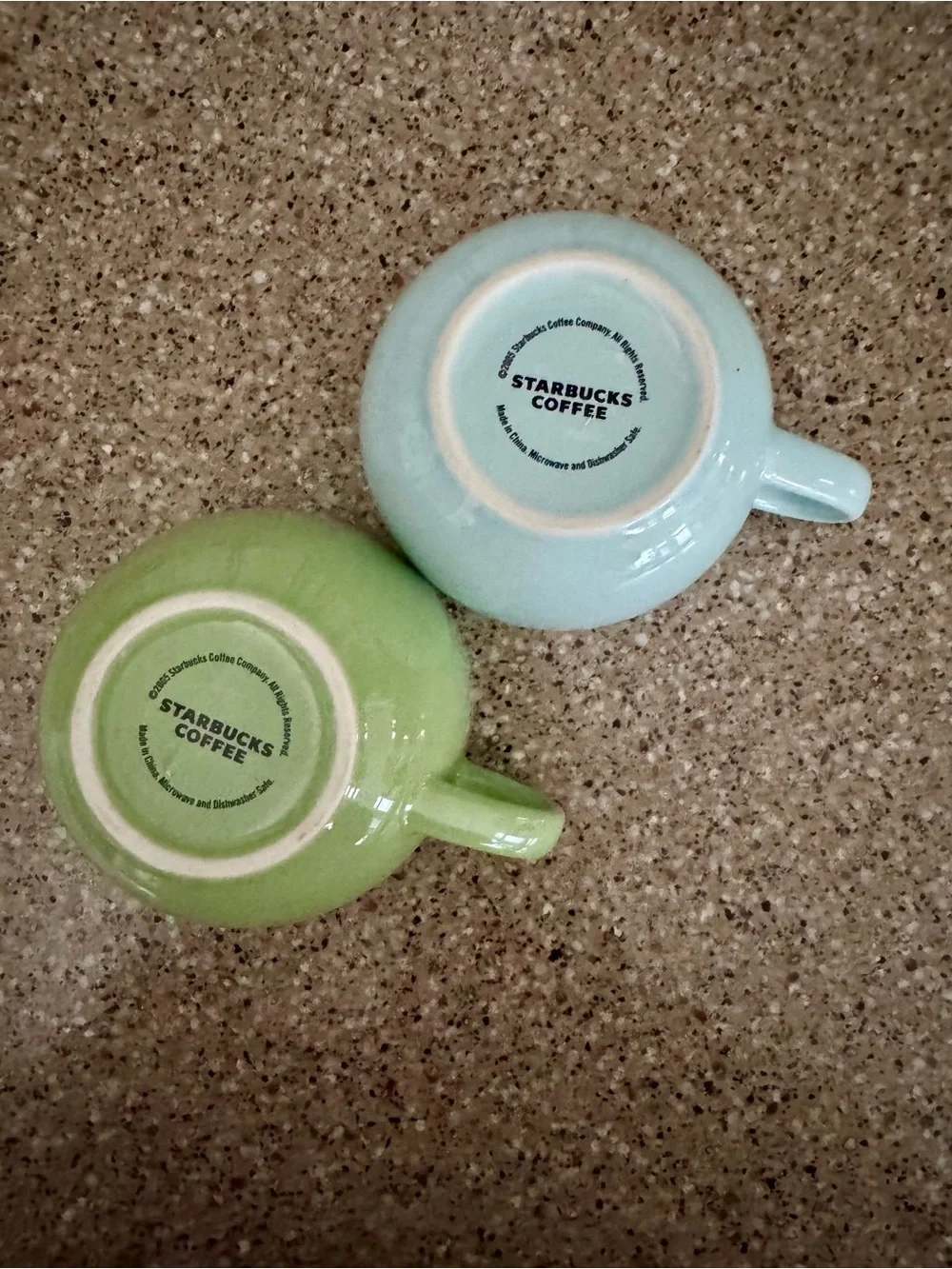 Starbucks Rate Vintage 2005 Green and Light Blue Latte Mug Set